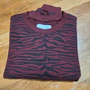 Pistola Sweatshirt Womens L Maroon Black‎ Tiger Print Balloon Sleeve Pullover